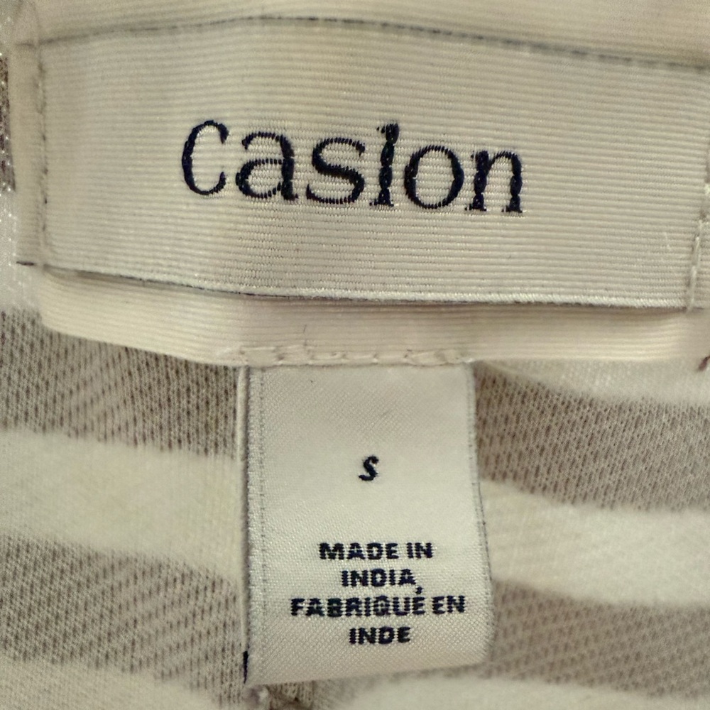 Caslon Women’s Gray White Striped Blazer Jacket Size Small Cotton - Picture 12 of 16